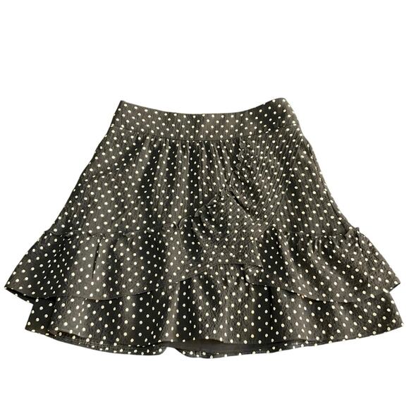 Sezane Black and Cream Poka Dot Ruffle Mini Skirt Size Size 36 (US 4) - Picture 1 of 7